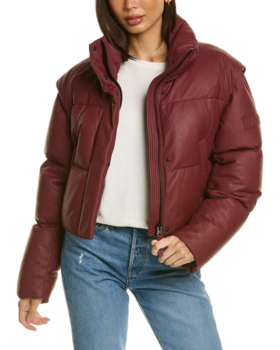 Mackage Bailey Convertible Leather Puffer Jacket In Red