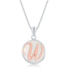 Simona Sterling Silver Mop Pendant, Rose Gold Script Initial W/chain In Multi