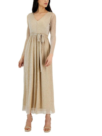 Anne Klein Womens Metallic Sleeveless Cocktail Dress