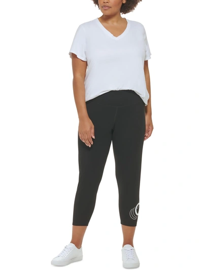 Calvin Klein Performance Plus Womens Logo High Waist Leggings In White