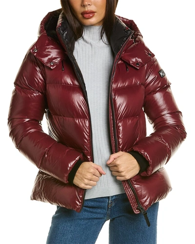 Mackage Madalyn Lustrous Light Down Jacket With Hood In Red