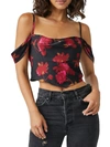 FREE PEOPLE CASSANDRA WOMENS SATIN COLD SHOULDER CROPPED