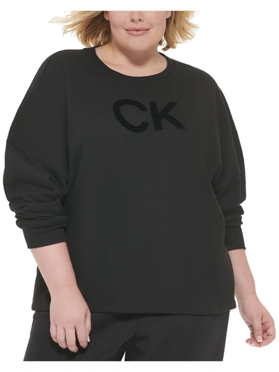 Calvin Klein Performance Plus Womens Crewneck Fitness Sweatshirt In Black