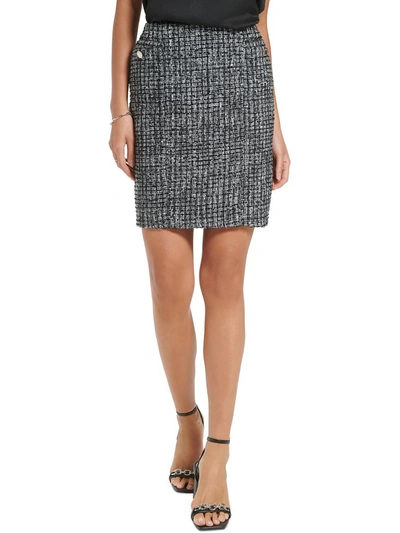 Calvin Klein Womens Tweed Above Knee Mini Skirt In Grey