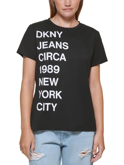 Dkny Jeans Womens Graphic Logo Graphic T-shirt In Multi