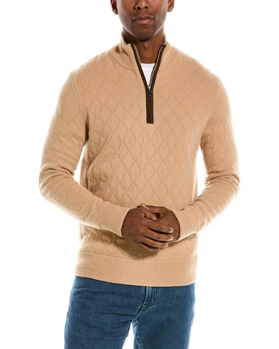 Brooks Brothers Swift Quilted Wool & Cashmere-blend Mock Sweater In Beige