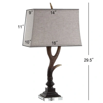 Jonathan Y Antler 29.5" Rustic Resin/crystal Led Table Lamp In Brown