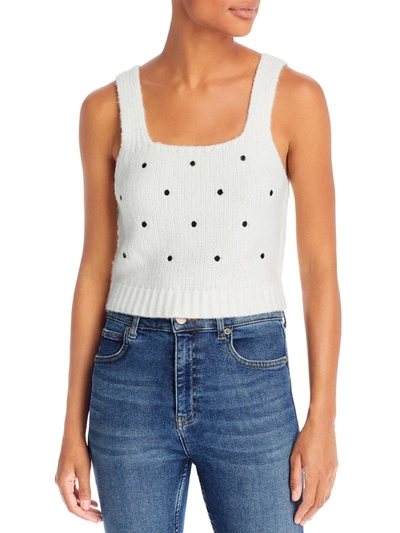 English Factory Womens Cropped Polka Dot Tank Top Sweater In White