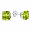 Max + Stone Sterling Silver 6mm Cushion Cut Checkerboard Gemstone Stud Earrings In Green