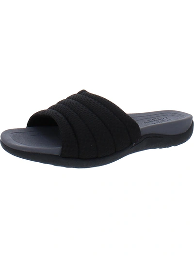 Dearfoams Low Foam Womens Laceless Slip On Slide Sandals In Black