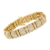 Ross-simons Round And Baguette Diamond Bracelet In 18kt Gold Over Sterling In Multi