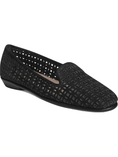 Aerosoles You Betcha Womens Perforated Smoking Loafers In Black