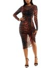 Bebe Womens Party Animal Print Sheath Dress In Multi