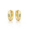 Max + Stone 14k White Or Yellow Gold Small 2.5mm Round Gemstone Huggie Hoop Earrings In Multi
