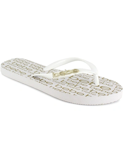 Bebe Samirah Womens Flip-flops Slip On Thong Sandals In White