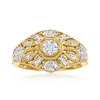 Ross-simons Diamond Floral Milgrain Vintage-inspired Ring In 18kt Gold Over Sterling In White