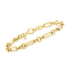 Ross-simons Italian 18kt Yellow Gold Cable-link And Paper Clip Link Bracelet In Multi
