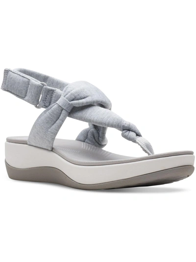 Cloudsteppers By Clarks Ara Nicol Womens Washable Wedge Thong Sandals In Grey