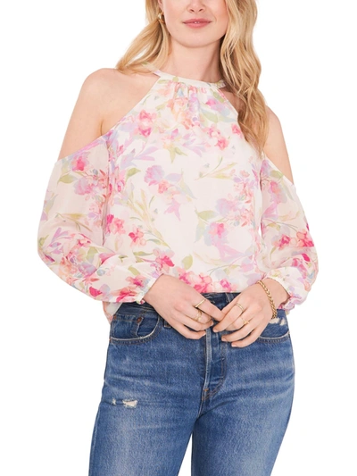 1.state Womens Sheer Floral Blouse In Pink