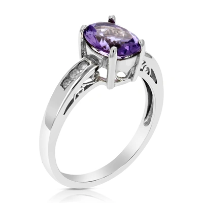 Vir Jewels 1 Cttw Purple Amethyst And Diamond Ring .925 Sterling Silver With Rhodium Oval