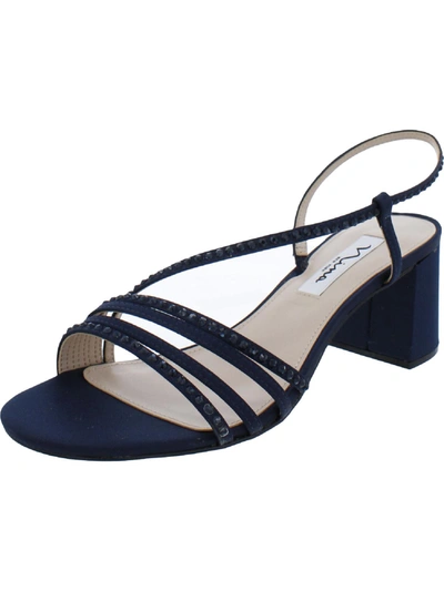 Nina Natalia Womens Rhinestone Strappy Slingback Sandals In New Navy