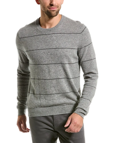 Sofiacashmere Striped Cashmere Crewneck Sweater In Grey