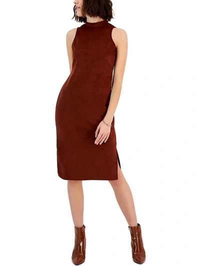 Inc Womens Faux Suede Daytime Midi Dress In Brown