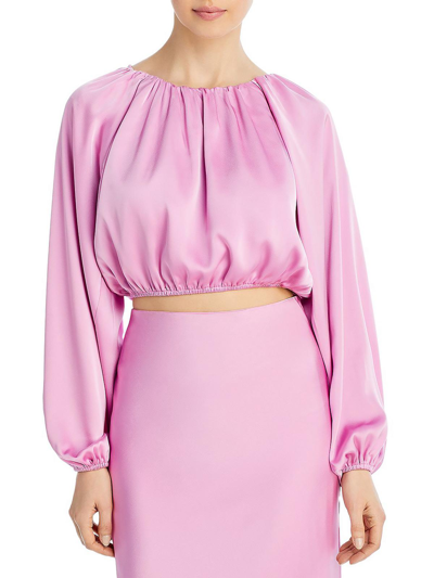 Lucy Paris Amethyst Womens Satin Pleated Cropped In Pink