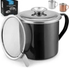 Zulay Kitchen Bacon Grease Container With Strainer In Black