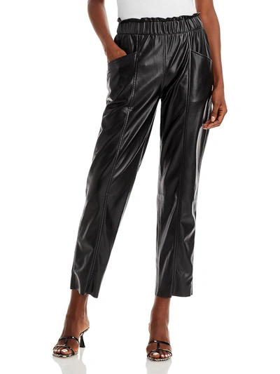 Sundays Harper Womens Faux Leather Mid Rise Ankle Pants In Black