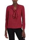 Shop Anne Klein Womens Satin-twill Tie Neck Blouse In Multi