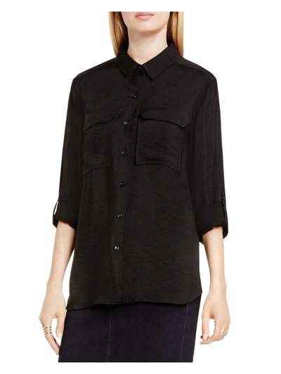 Vince Camuto Womens Jersey Lightweight Button-down Top In Black