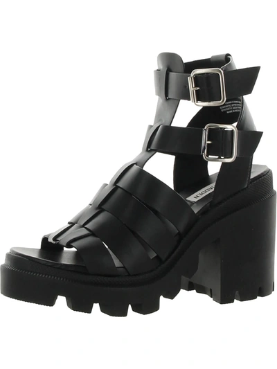 Steve Madden Cosmic Womens Faux Leather Gladiator Platform Sandals In Black