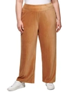 CALVIN KLEIN PERFORMANCE PLUS WOMENS CORDUROY HIGH RISE WIDE LEG PANTS