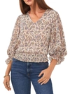 1.STATE WOMENS FLORAL SMOCKED BLOUSE