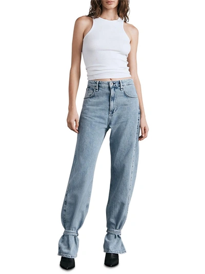 Rag & Bone Splice Womens Light Wash Barrel Leg High-waist Jeans In Multi