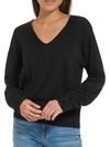 CALVIN KLEIN WOMENS RUCHED 3/4 SLEEVE V-NECK SWEATER