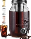 Zulay Kitchen 1.5 Liter Cold Brew Coffee Maker With Extra Thick Glass Carafe & Stainless Steel Mesh Filter In Black