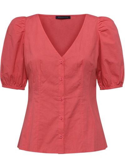French Connection Womens Cotton V-neck Button-down Top In Pink