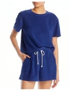 Wayf Womens Terry Cloth Crewneck Cropped In Blue
