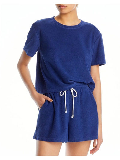 Wayf Womens Terry Cloth Crewneck Cropped In Blue