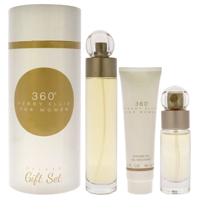 Perry Ellis 360 By  For Women - 3 Pc Gift Set 3.4oz Edt Spray, 0.25oz Edt Spray 3oz Shower Gel