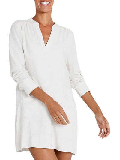 Splendid Teaghan Womens Long Sleeve V-neck Shirtdress In White