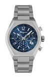 Ferragamo Men's 42mm Tonneau Chronograph Watch With Bracelet Strap, Silver/blue In Silver