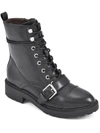 WHITE MOUNTAIN DECREE WOMENS FAUX LEATHER BLOCK HEEL COMBAT & LACE-UP BOOTS