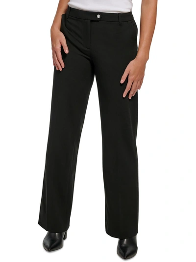 Calvin Klein Womens Casual Pull On Wide Leg Pants In Black