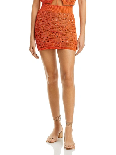 Fore Womens Open Stitch Short Mini Skirt In Orange