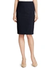 Theory Stretch Wool Short Pencil Skirt In Blue