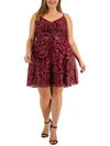 SPEECHLESS PLUS WOMENS FORMAL FORAL SHIFT DRESS