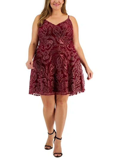 Speechless Plus Womens Formal Foral Shift Dress In Red